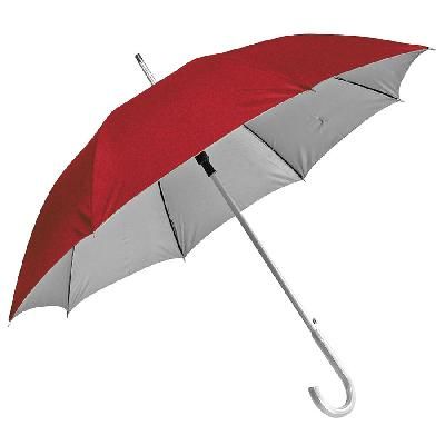 Зонт-трость с пластиковой ручкой "под алюминий" "Silver", полуавтомат 8100 с логотипом на заказ, фото