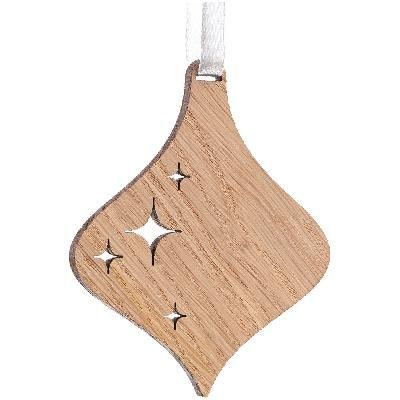 Деревянная подвеска Carving Oak, в форме елочной игрушки 12827.06 с логотипом, фото